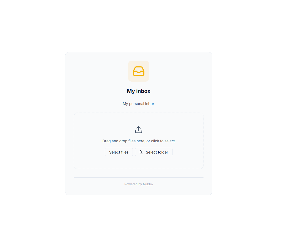 Public file request upload page with drag and drop area as seen by the recipient